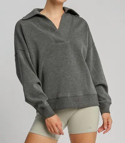 Umgee Luxe Knit Collared Neck Top In Grey