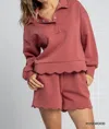 Umgee Luxe Knit Scalloped Hem Set In Rosewood