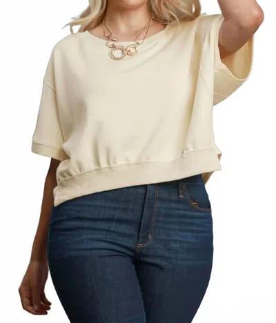 Umgee Luxeknit Cropped Sweatshirt In Ecru In White