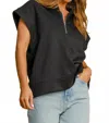 Umgee Luxeknit Half Zip Top In Black In Black
