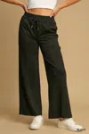 Umgee Luxeknit High Waisted Sweatpants In Black In Black