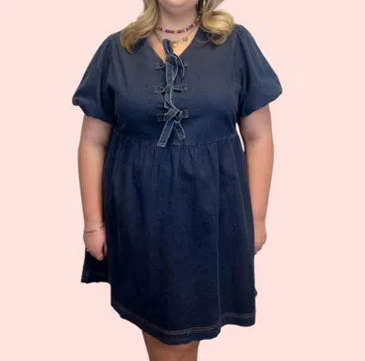 Umgee Maggie Dress - Plus In Dark Denim In Blue