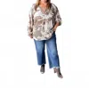 Umgee Marbled Metallic Blouse In Brown In Gray