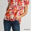 UMGEE METALLIC LUREX FLORAL PRINT LAYERED SLEEVE BLOUSE IN METALLIC ORANGE