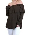 Umgee Metallic Ruffled Tunic - Plus In Copper In Multi