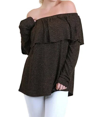 Umgee Metallic Ruffled Tunic - Plus In Copper In Multi