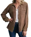 Umgee Mineral Wash Cotton Gauze Button Down Shirt In Brown In Brown