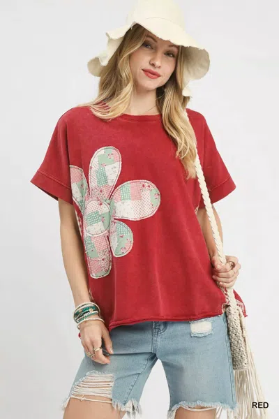 Umgee Mineral Wash French Terry Top In Red
