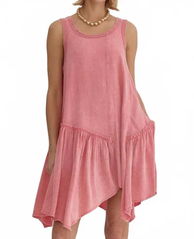 Umgee Mineral Wash Mini Dress In Pink