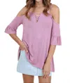Umgee Mineral Washed Cold Shoulder Top In French Rose In Pink