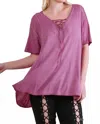 Umgee Mineral Washed Criss Cross Tunic - Plus In Raspberry In Pink
