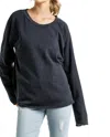 Umgee Mineral Washed Raw Hem Top In Black In Black
