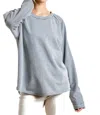 Umgee Mineral Washed Raw Hem Top In Grey In Grey
