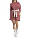 Umgee Buttery Soft Knit Drawstring Dress In Rose Clay In Pink