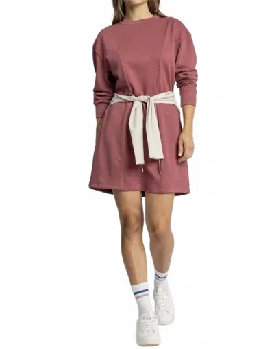 Umgee Buttery Soft Knit Drawstring Dress In Rose Clay In Burgundy