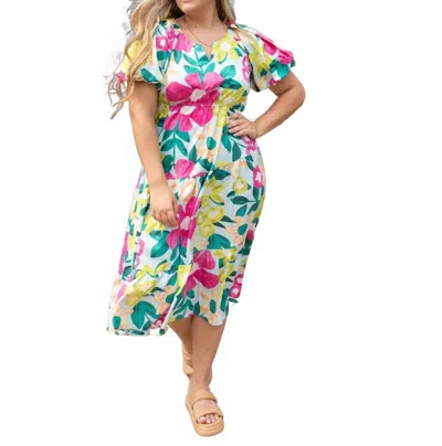 Umgee Mint Bliss Midi Dress In Multicolor