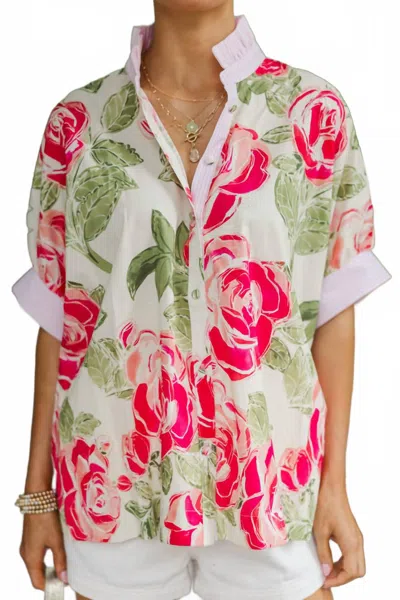 Umgee Mix Floral Blouse In Pink In Multi