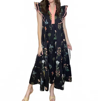 Umgee Mix Floral Tiered Ruffle Midi Dress In Multi