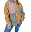 Umgee Mixed Color Flannel Button Down Top In Multicolor In Multi