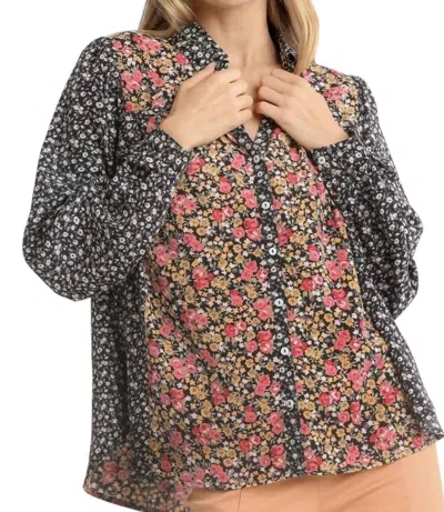 Umgee Mixed Floral Print Blouse In Floral Multi