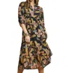 Umgee Mixed Floral Print Tiered Midi Dress In Black Multi In Multi