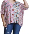Umgee Mixed Floral Print Top -plus In Blush
