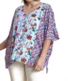 Umgee Mixed Floral Print Top -plus In Sky