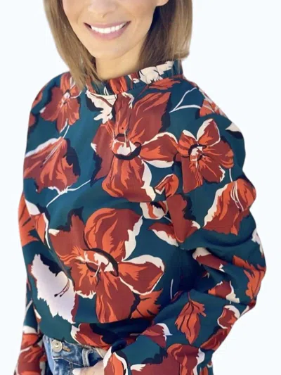 Umgee Mock Neck Solid Knot Top In Turquoise In Multi