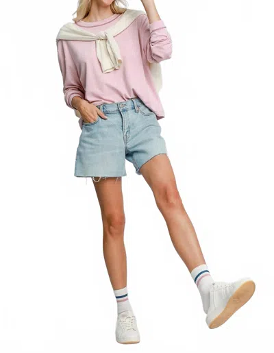 Umgee Modal Round Neck Basic Top In Powder Pink
