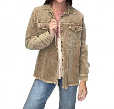 Umgee Montana Stone Wash Top In Brown In Green