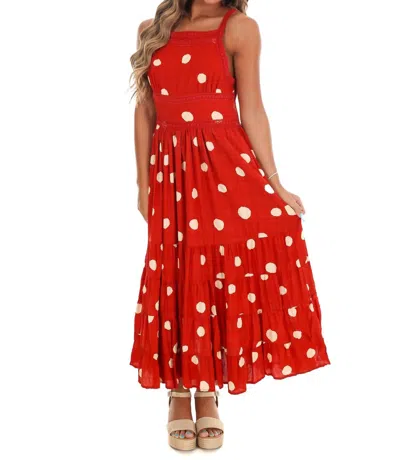 Umgee More Than Words Polka Dot Maxi Dress In Red
