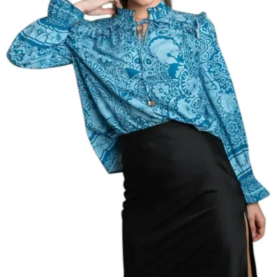 Umgee Much To Say Top In Slate Blue