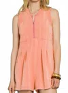 Umgee Nothing But Class Cotton Blend Zip-up Romper In Clay In Multi