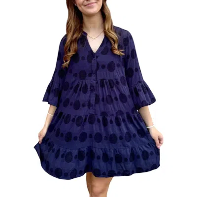Umgee Olivia Textured Dress In Navy