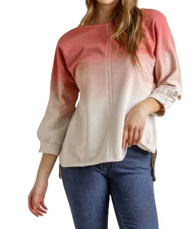 Umgee Ombre Raglan Top In Berry In Pink