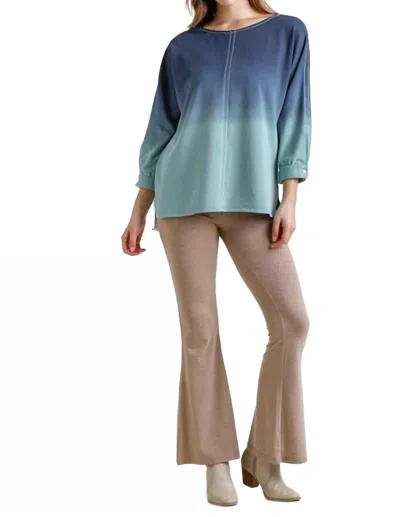 Umgee Ombre Raglan Top In Navy In Multi