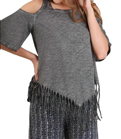 Umgee On The Fringe Top In Grey In Gray