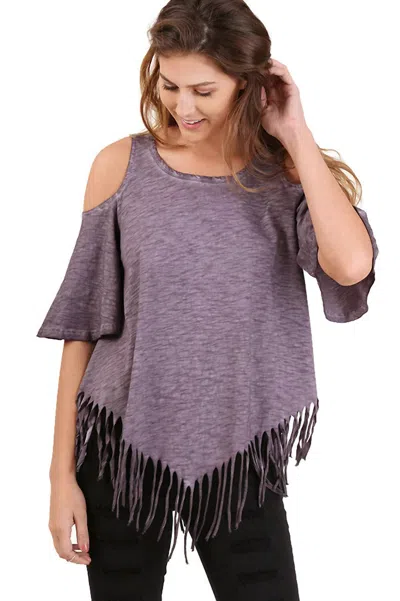 Umgee On The Fringe Top In Mauve In Gray