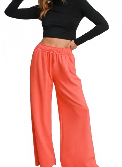 Umgee On The Go Comfort Pants In Coral In Pink