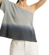 Umgee One Shoulder Ombre Top In Blue Grey In Brown