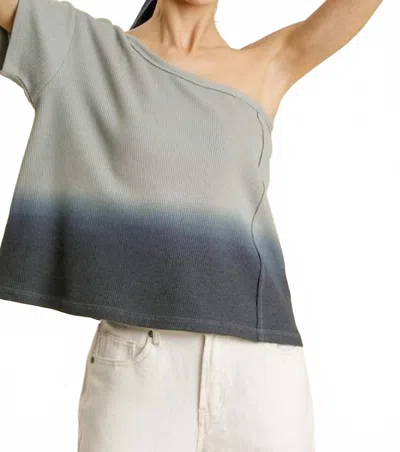 Umgee One Shoulder Ombre Top In Blue Grey In Brown