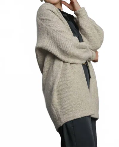Umgee Open Front Cardigan - Plus In Oatmeal In Gray