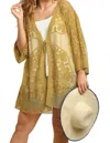 Umgee Open Lace Kimono In Golden Kiwi In Gold