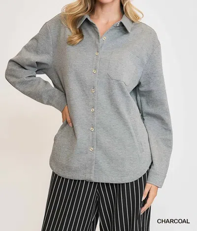 Umgee Oversized Shirt Jacket In Charcoal In Gray