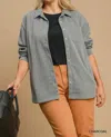 Umgee Oversized Shirt Jacket Plus In Charcoal In Pink