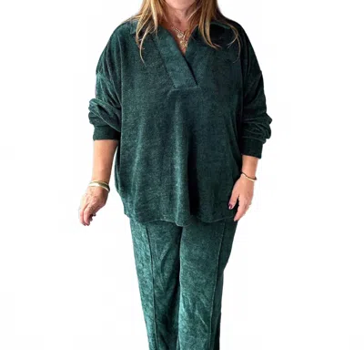 Umgee Palm Chenille Top In Green