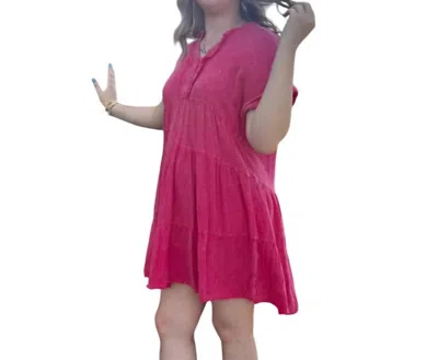 Umgee Pastel Perfection Tiered Dress In Hot Pink