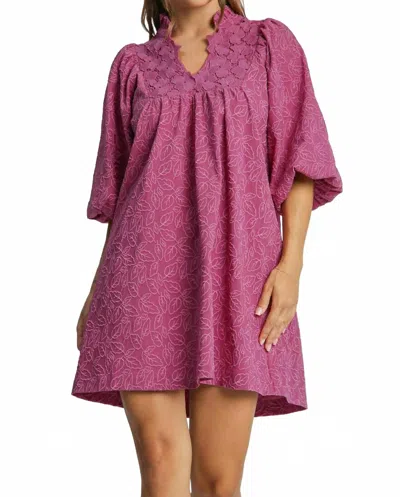 Umgee Patterned Shift Dress In Magenta In Pink