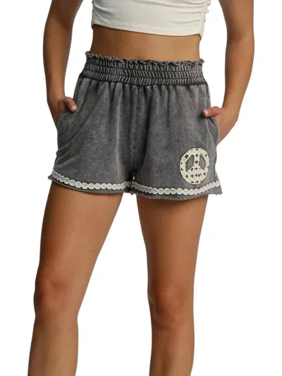 Umgee Peace Out Shorts In Charcoal In Pink