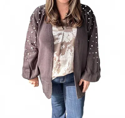 Umgee Pearly Lady Cardigan In Brown